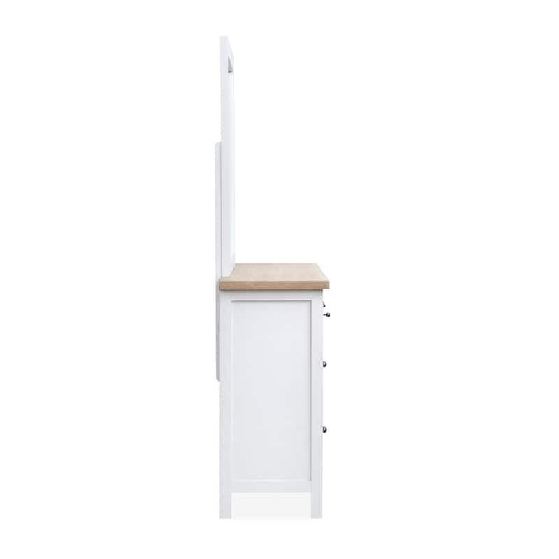 Salt Life Home Windmill Harbour White Whisp and Sand Double Drawer Dresser with Portrait Mirror