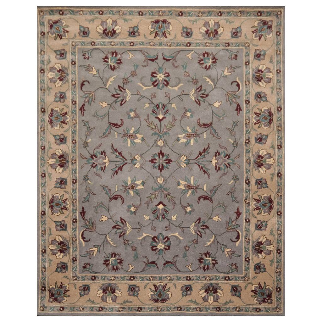 8x10 Hand Tufted Hand Made 100% Wool Traditional Oriental Area Rug Gray, Peach Color - 8' x 10'