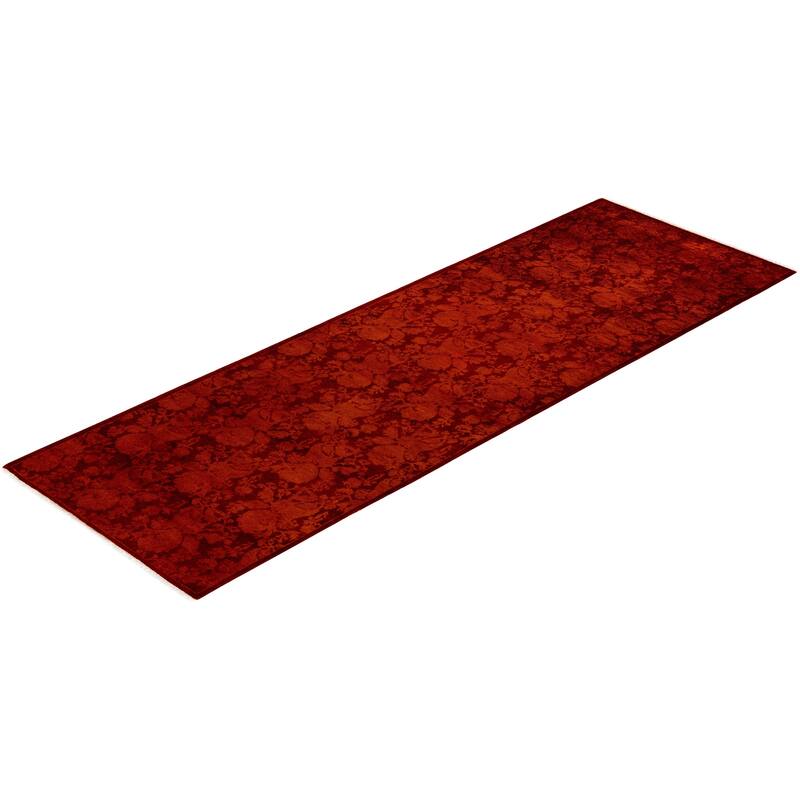 Overdyed One-of-a-Kind Hand-Knotted Area Rug - Orange - 2' 8" x 8' 1"