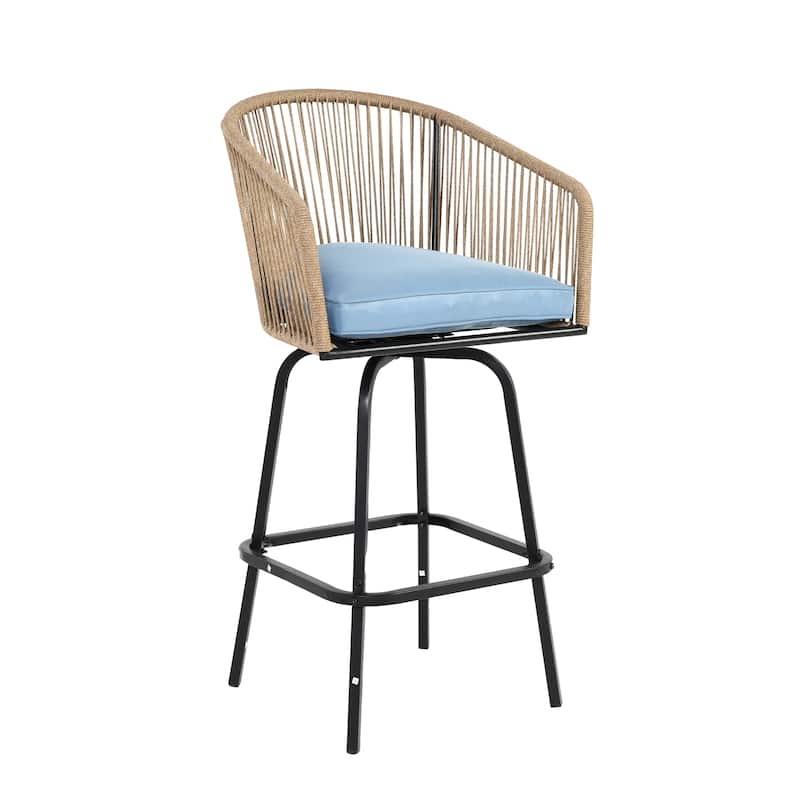 3-Piece Outdoor Bistro Set w/ 2 Swivel Chairs, Round Table, Bar Height