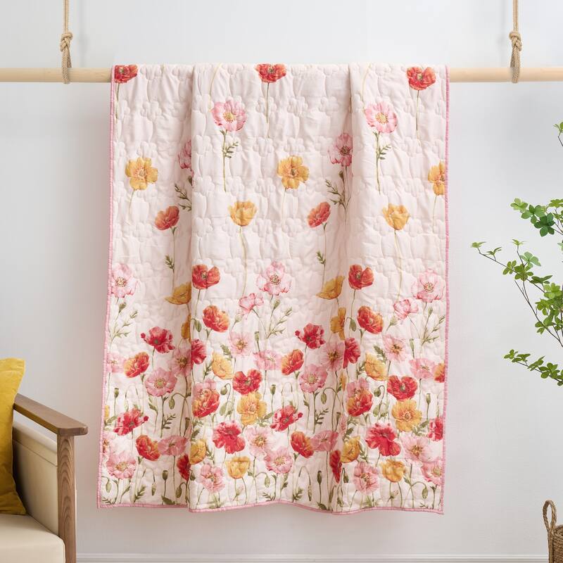 Greenland Home Fashions Breeze Floral Print Throw Quilt