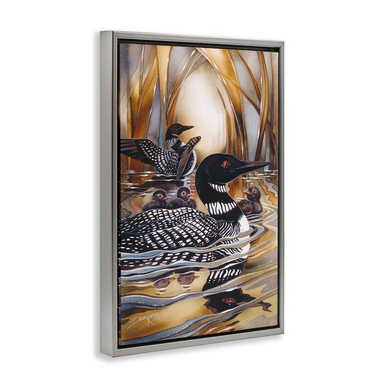 Stupell Loon Family Among Pond Ripples Framed Floater Canvas Wall Art Design By Jody Bergsma