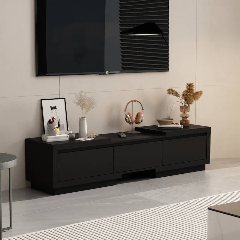 Modern Style Extendable TV Stand with 3Drawer White/Black 65.4"-106.3"