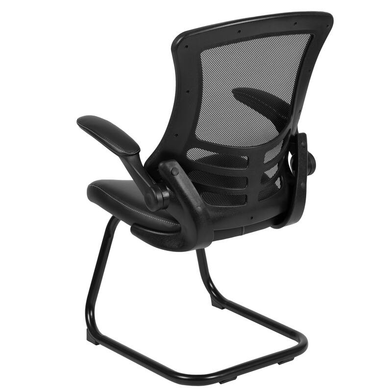 Mesh Sled Base Side Reception Chair with Flip-Up Arms