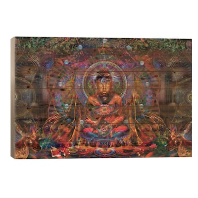 Buddha Print On Wood by Jumbie - Multi-Color