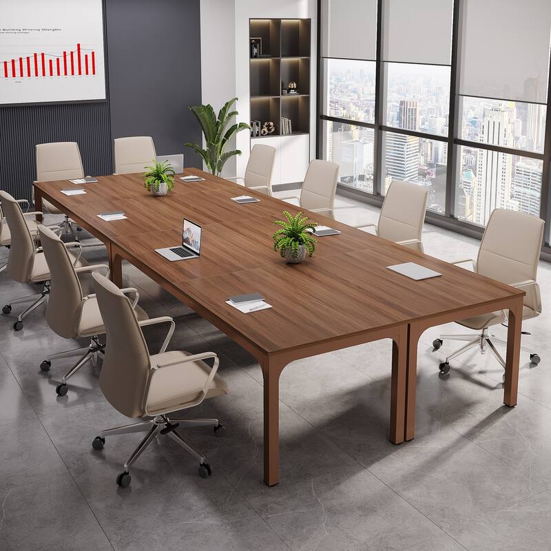 Long Conference Table Set of 4, 13FT Large Rectangle Meeting Seminar Table, 78.74-Inch Business Tables