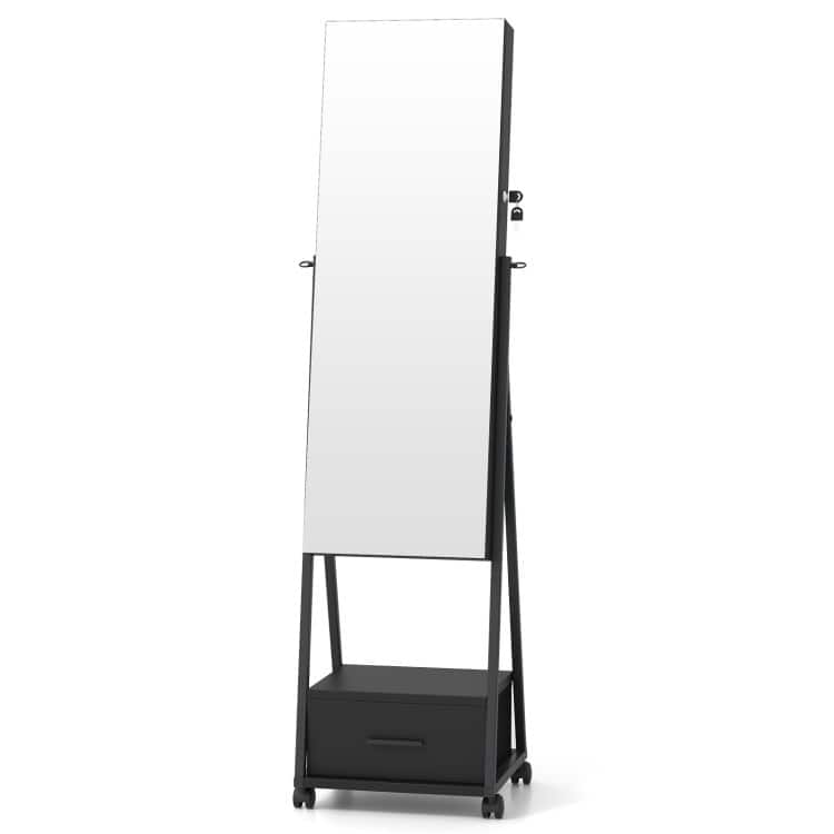 Full-Length Mirror Jewelry Cabinet for Storage and Organization - 16.5" x 15" x 62"(L x W x H)