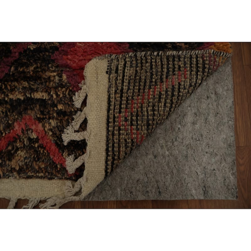 Hand Knotted Oriental 100% Wool Carpet Modern Tribal Brown Moroccan Area Rug - 10' 6'' X 6' 10''