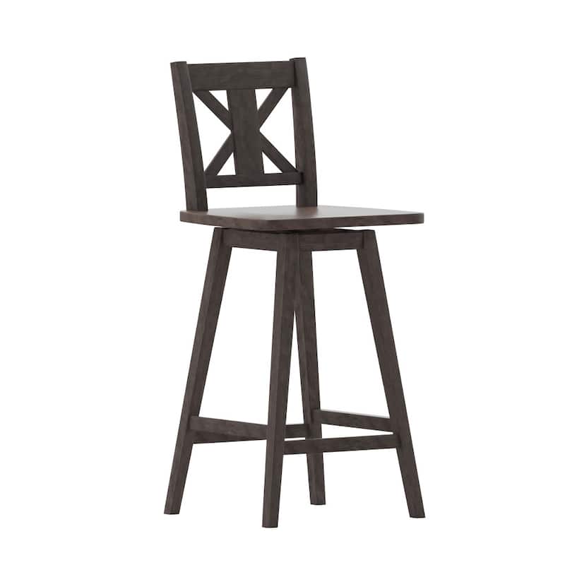 Commercial 360 Degree Swivel Wood Bar Height Stool
