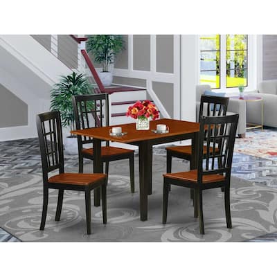 5-Piece Black and Cherry Finish Solid Wood Top - Rectangular Dining Room Set (Seats- 4)