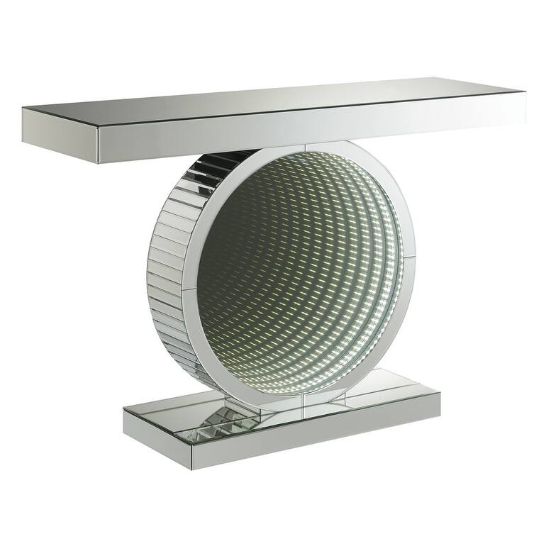 Angelonia Infinity Mirror LED Entryway Console Table Silver