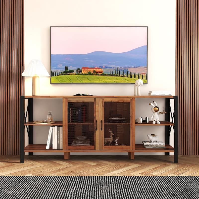 Modern Horizontal Wood TV Stands for Living Room - Walnut