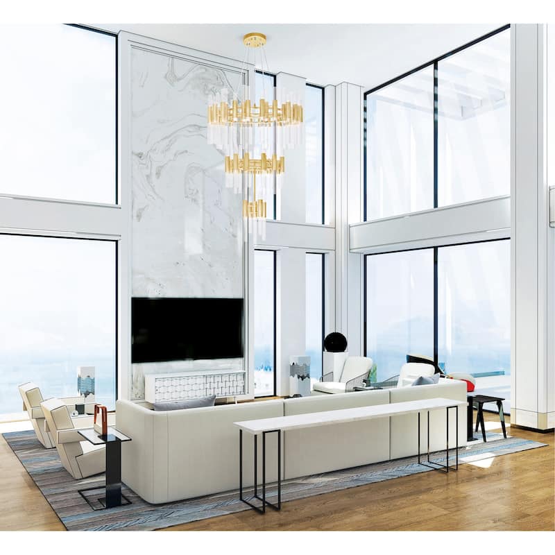 Orgue 123 Light Chandelier With Satin Gold Finish - Satin Gold