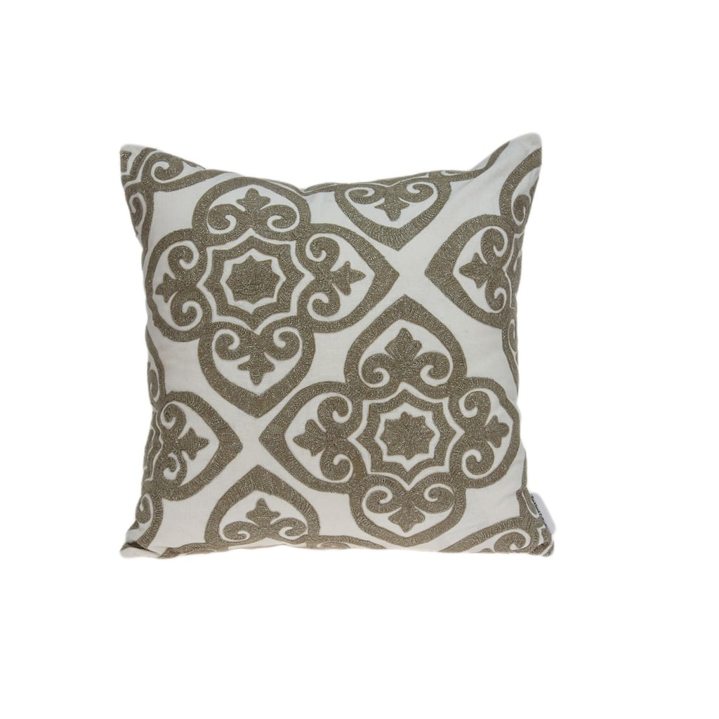20" Beige Cotton Fashionable Throw Pillow