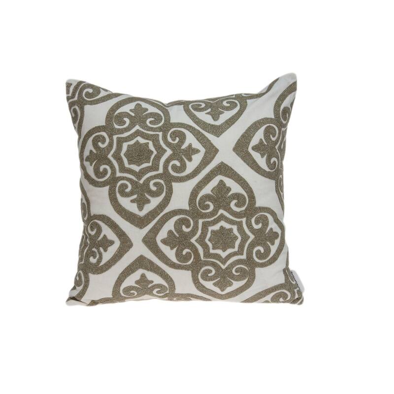 Damask Stitch Cotton Throw Pillow - 20" - Beige