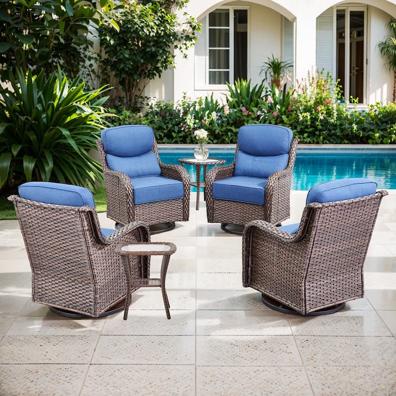 Gymojoy 6-Piece Patio Furniture Set with Swivel Glider Chairs, 6-Inch Ultra-Plush Cushions & Water-Resistant Olefin Fabric