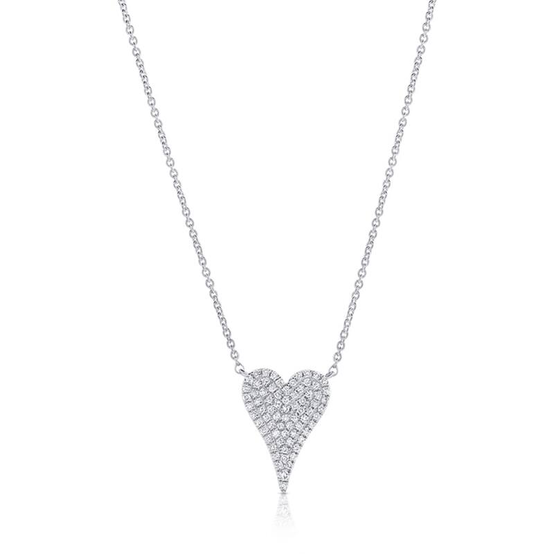Joelle Collection Diamond Pave Heart Pendant 1/10 Cttw. - Heart Necklace 14K White Gold