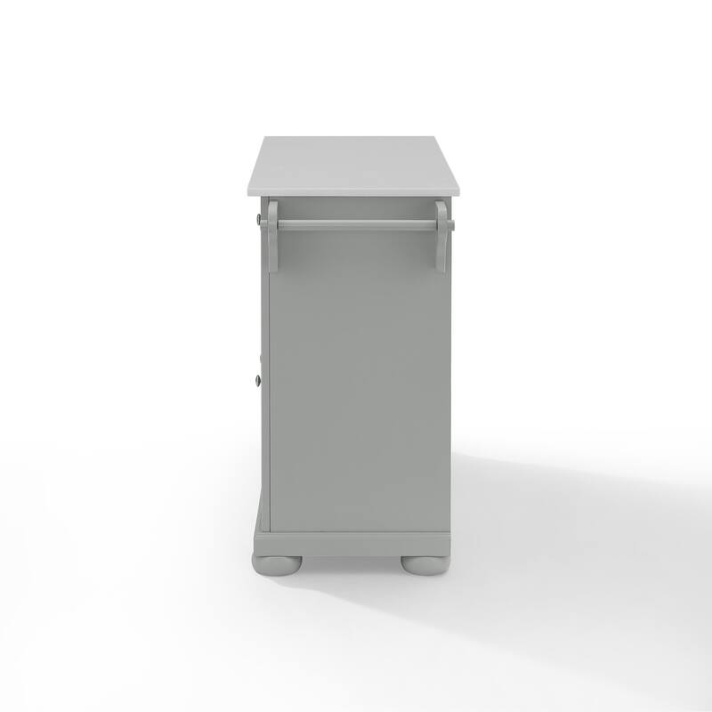 Kitchen Island with Storage & Granite Top - Modern Kitchen Cart, Portable Island, Gray/White