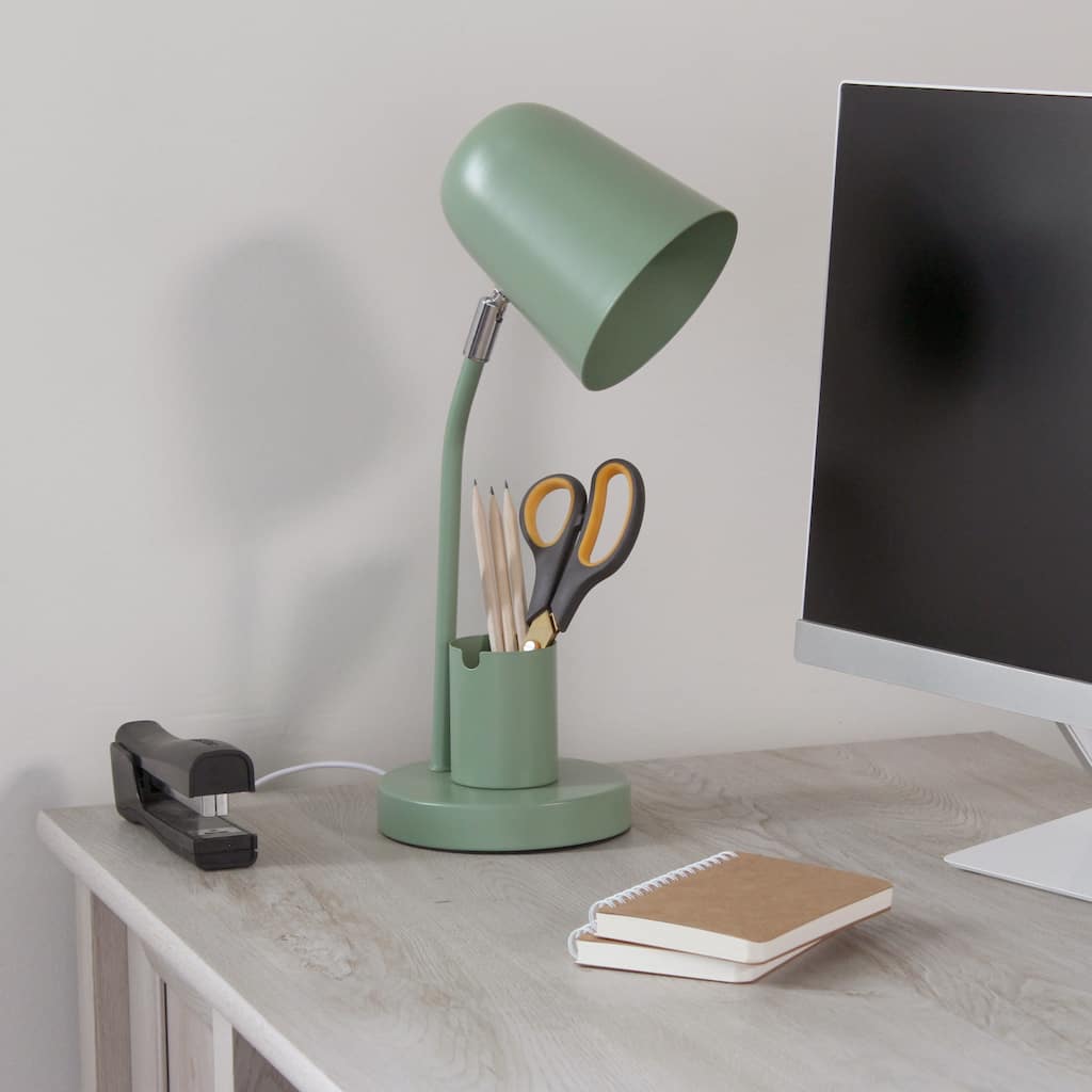 Adjustable Gooseneck Desk Lamp with Metal Shade - 15.75" - Sage Green