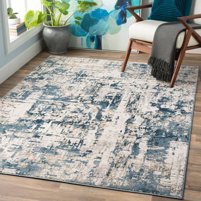 Tamboia Updated Abstract Area Rug - 8'10" x 12'4" - Denim