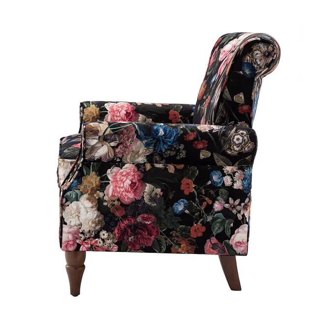 HULALA HOME Nailhead Trim Traditional Accent Armchair with Rolled Arms