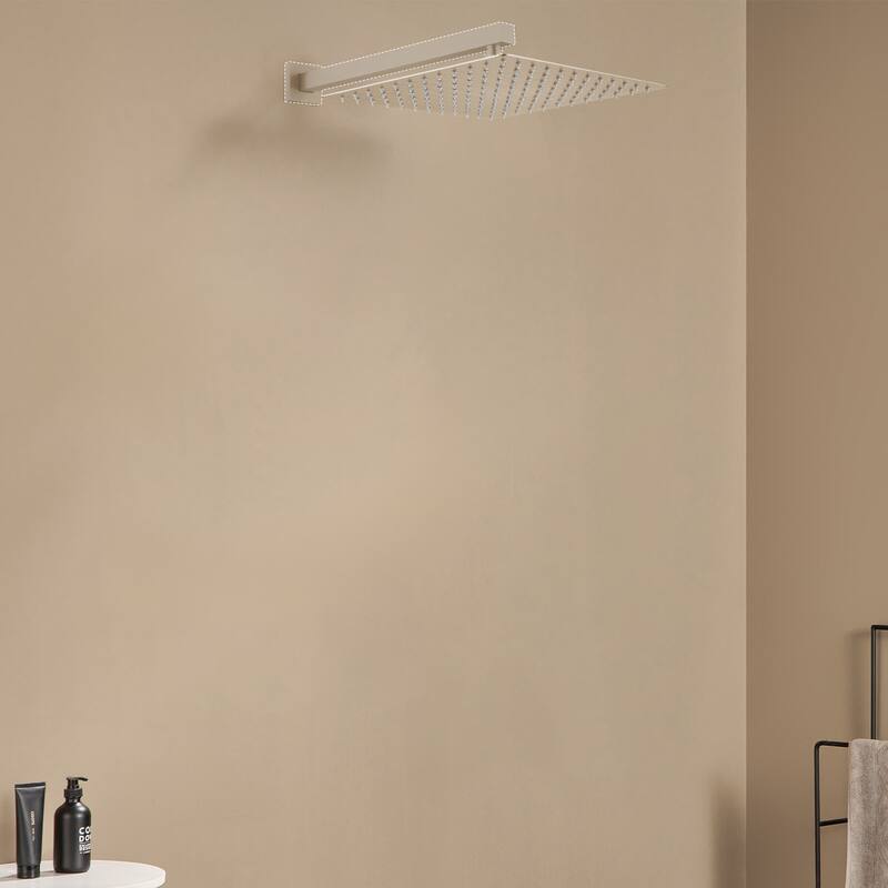 1-Spray Pattern with 2.5 GPM Square Ceiling Mount Rain Fixed Shower Head