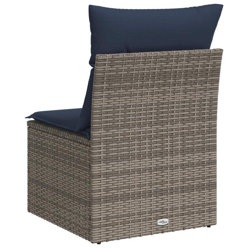 vidaXL Patio Sofa with Cushions Outdoor Seating Poly Rattan Black/Gray/Brown