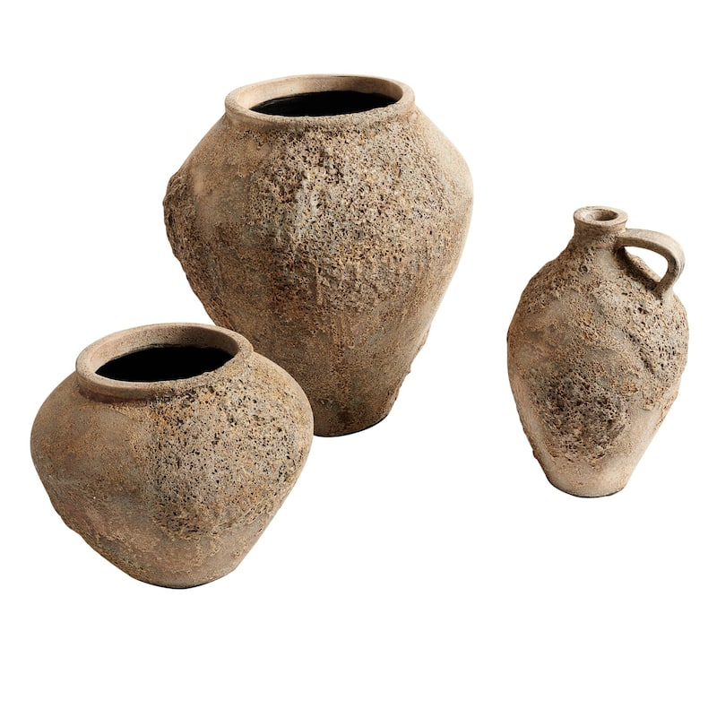 Handmade Standing Jug Vase - 16.5" - Brown