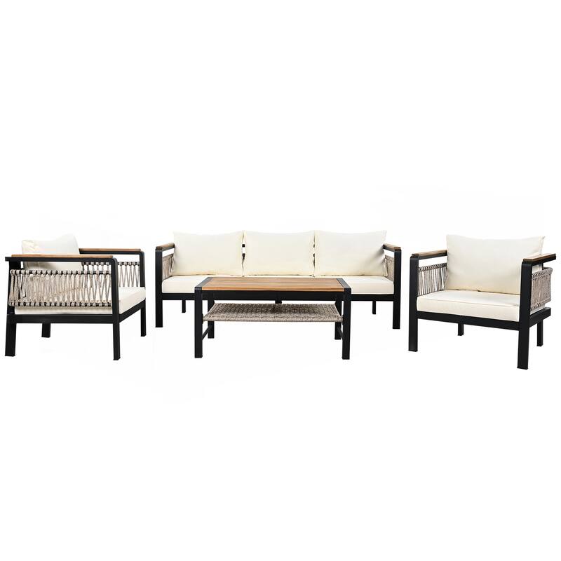 4 Pieces Outdoor Sectional Sofa Set
