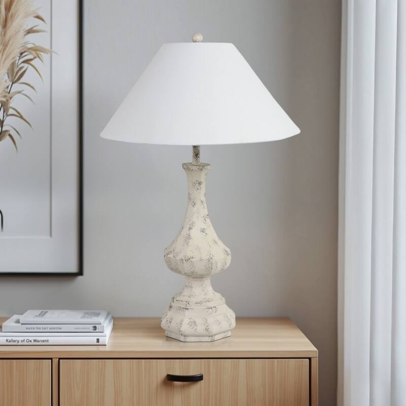 Table Lamp Resin Polyresin Fabric Linen Casual Style for Home Office Bedroom Living Room - 31" White - 20" x 20" x 31" - White - 20" x 20" x 31"