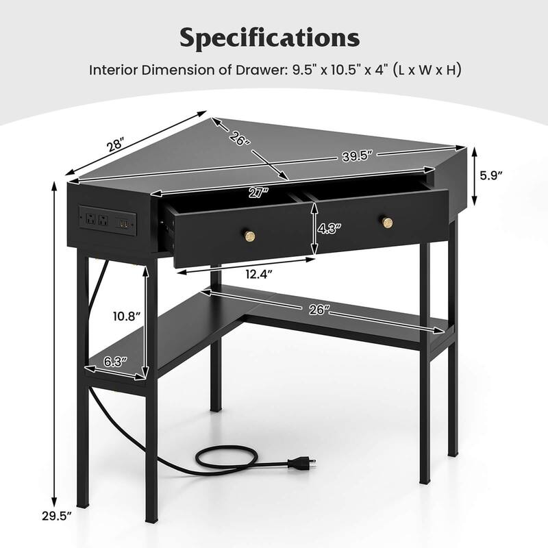 Costway Corner Computer Desk Writing Workstation Study Desk w/ 2