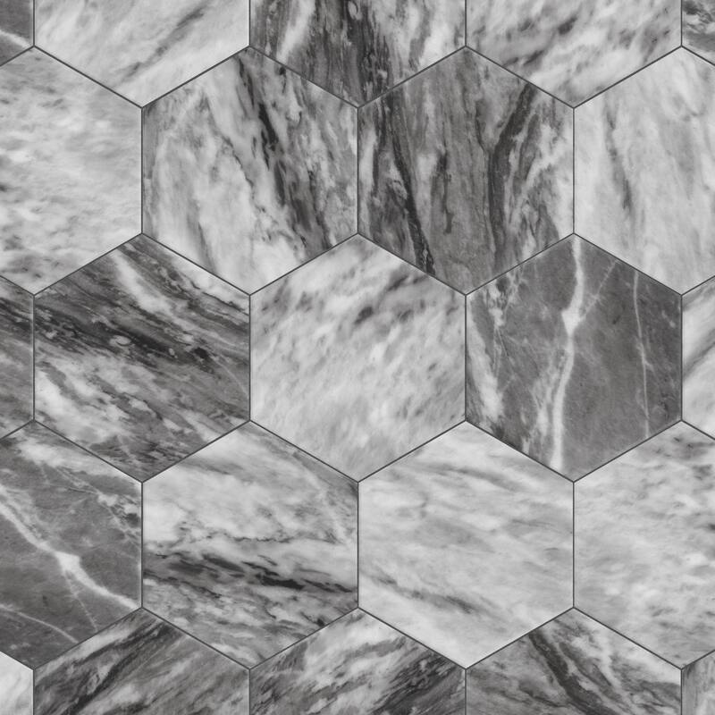 Merola Tile Classico Bardiglio Hex Dark 7" x 8" Porcelain Floor and Wall Tile