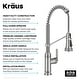 preview thumbnail 18 of 49, KRAUS Allyn Commercial 2-Function 1-Handle Pull Down Kitchen Faucet