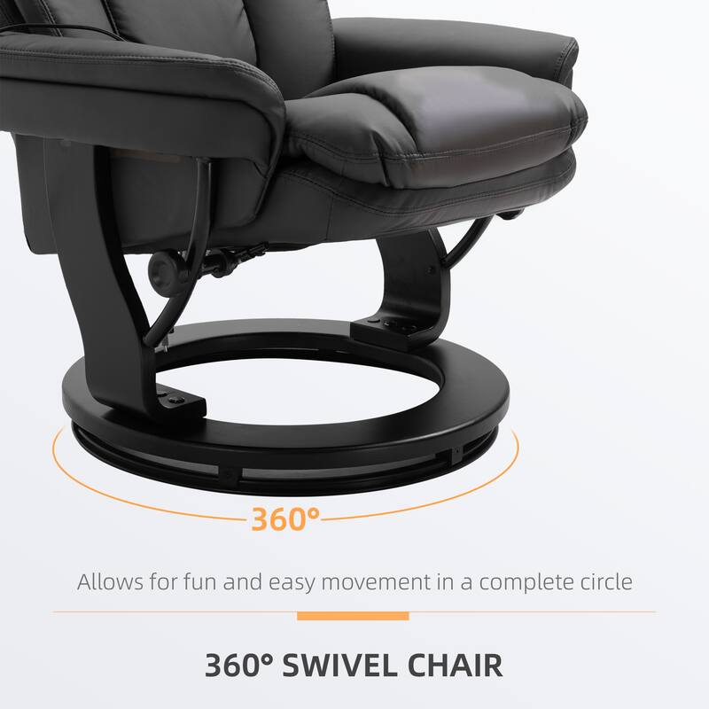 Massage Recliner Chair with Ottoman 10 Point Vibration - Black