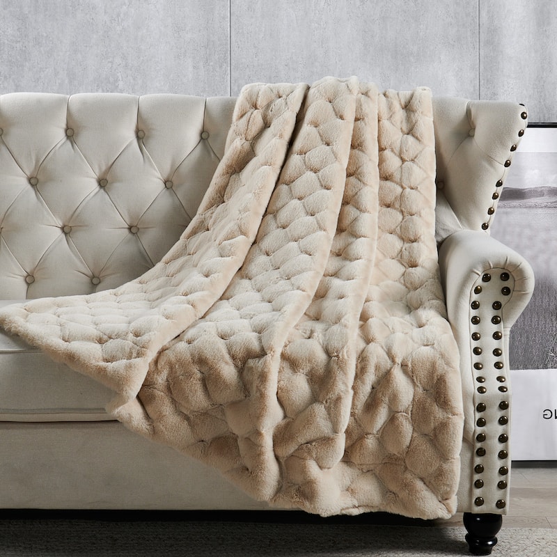 Christmas jacquard imitativerabbit fauxfur throw 50"x60"