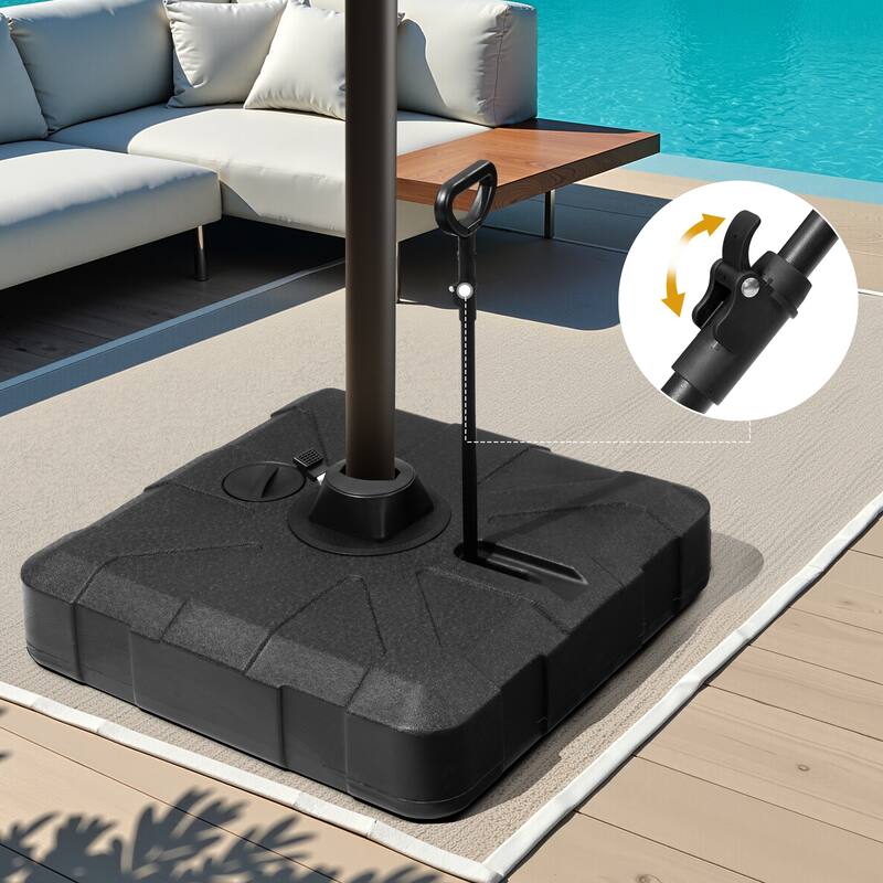 VredHom 9x11 FT Daul Top Rectangular Outdoor Patio Cantilever Umbrella Solar LED Lighted with Rod Base