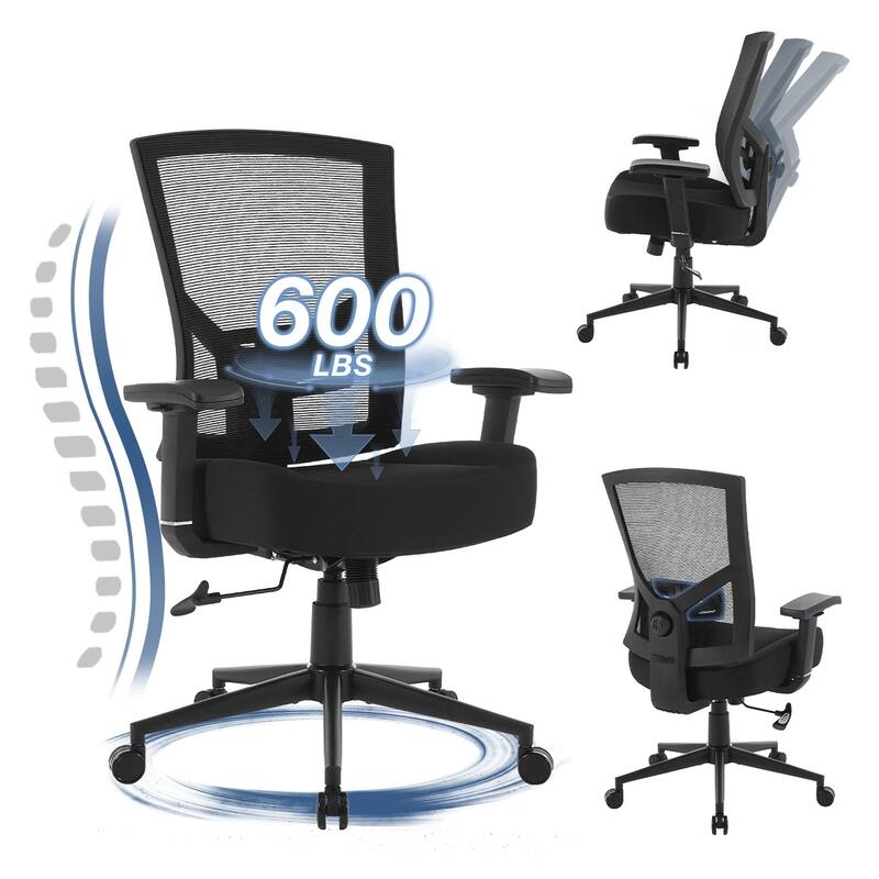 Big and Tall Office Chair 600lbs with Lumbar Support for Eight Hour Daily Work Ergonomic Mesh Desk Chair Widen 3D Cushion