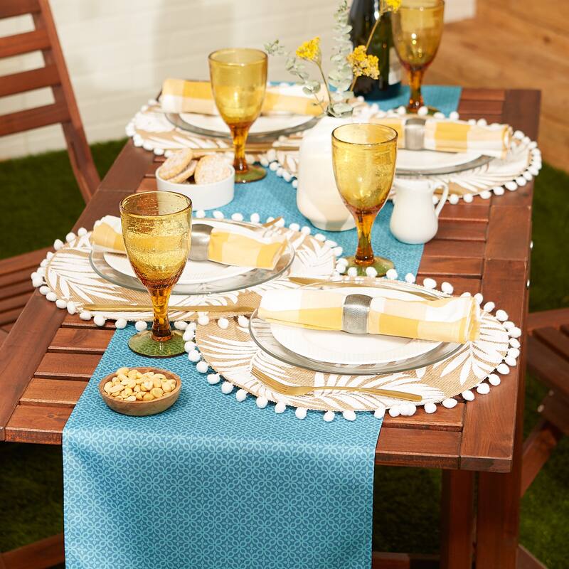 DII Stone Tonal Lattice Print Outdoor Table Runner