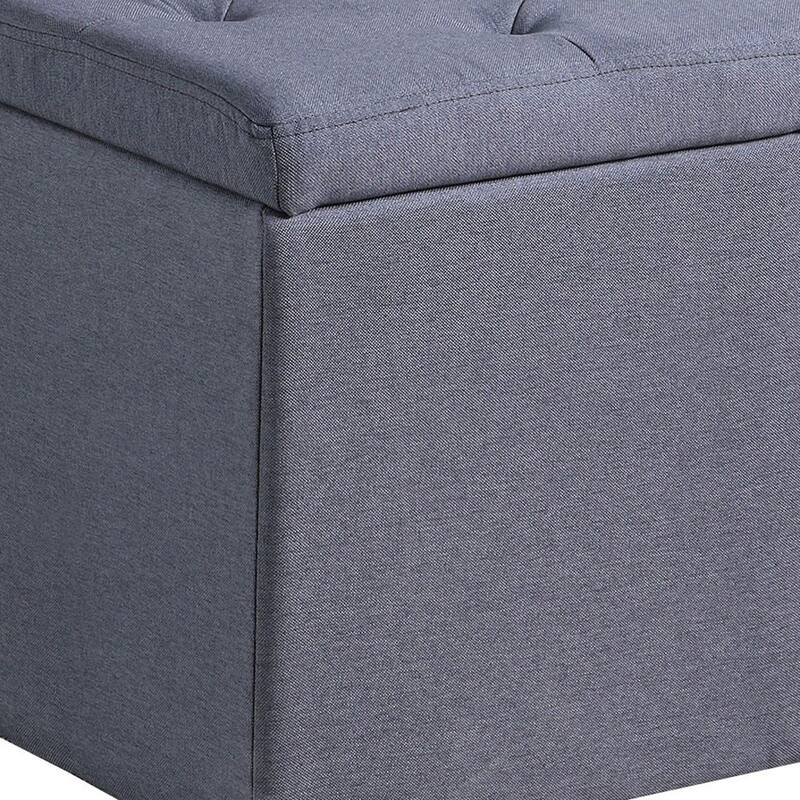 HomeRoots 17" Dark Gray Linen Tufted Storage Ottoman