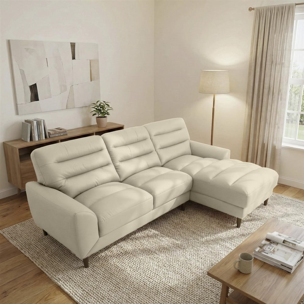 Chandler Genuine Leather Sectional Sofa with Padded Arms
