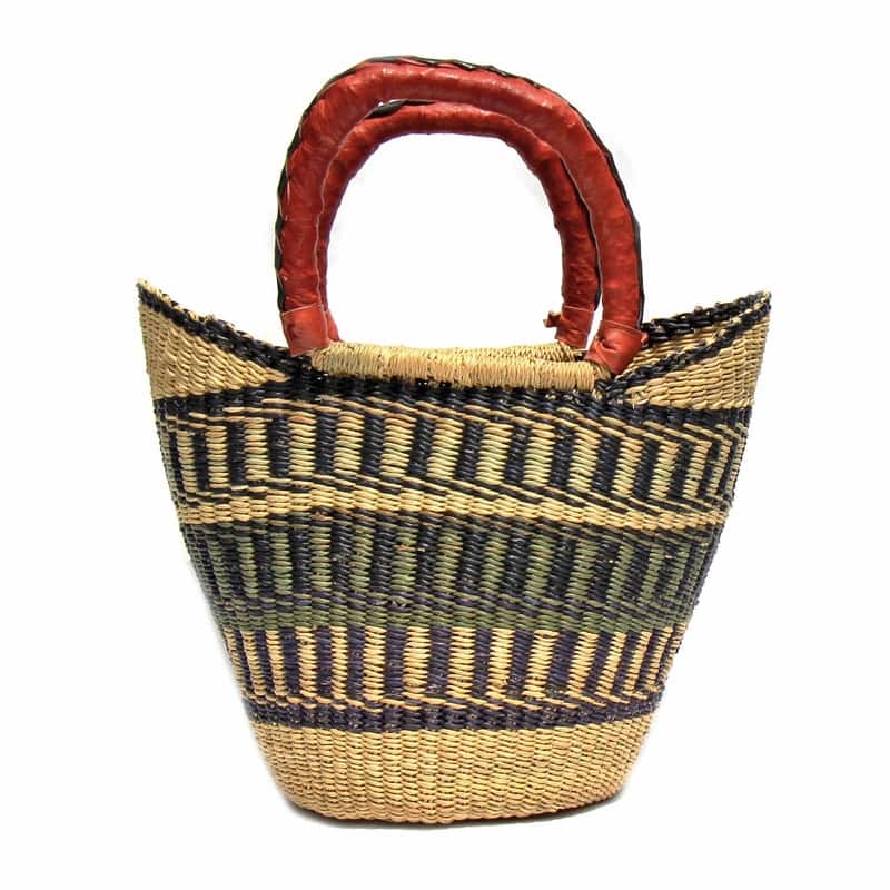 Handmade Bolga Shopper Tote Basket, 14-inch