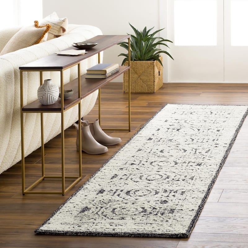 Smials Arts & Crafts Medallion Area Rug - 2' 6" x 8' - Black