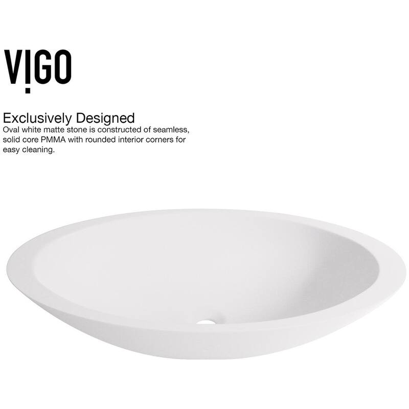 Vigo Wisteria 23-1/8" Matte Stone� Vessel Bathroom Sink with Niko