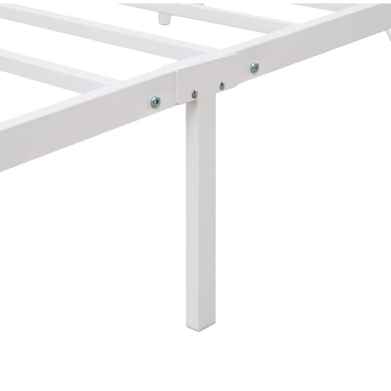 Twin Size Platform Bed Frame with LED & Charging Station, Noise Free