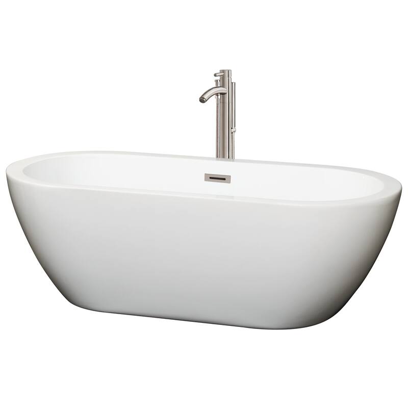 Wyndham Collection Soho 68" Free Standing Acrylic Soaking Tub with - White / Brushed Nickel Trim