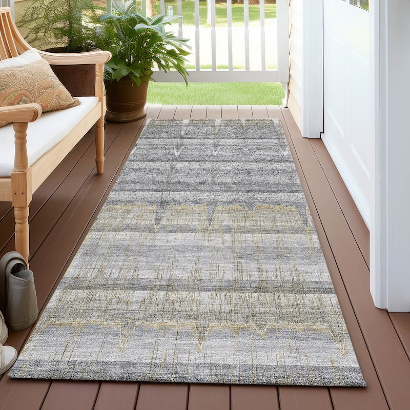Machine Washable Indoor/ Outdoor Chantille Abstract Ombre Rug