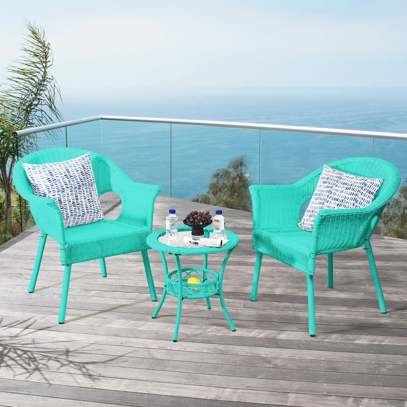 Cozywor 3-Piece Outdoor Wicker Patio Bistro Chair Set