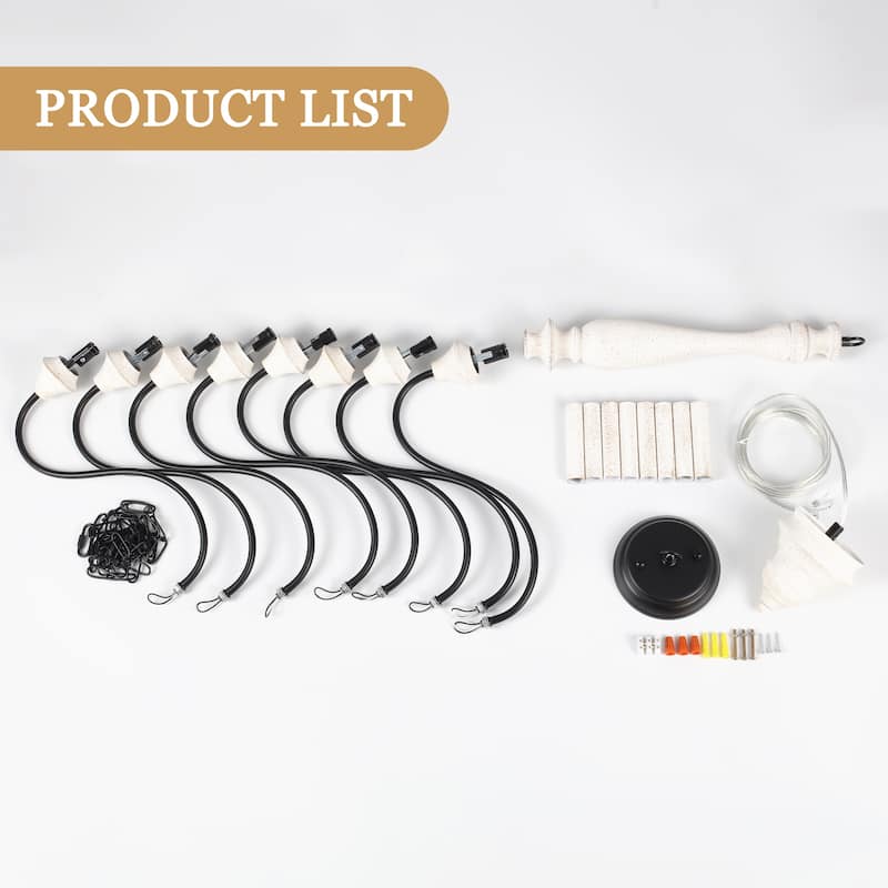 8-Light Vintage Candlestick Hanging Chandelier Lighting for Kitchen Island
