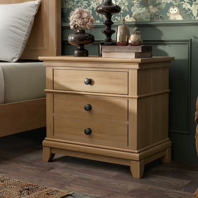 Furniture of America Wellington Farmhouse Natural Oak Wood 2-Drawer Nightstand