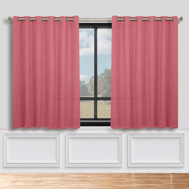 Superior Solid Machine Washable Room Darkening Grommet Blackout Curtains, Set of 2